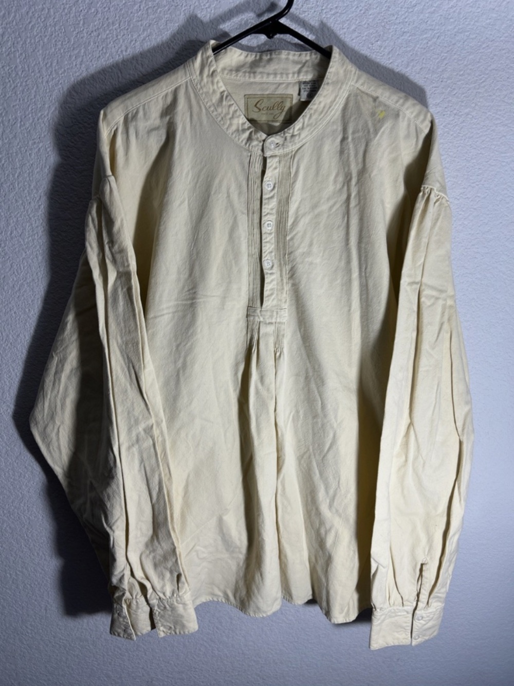 Scully Mens XXL Beige Half Button Pullover Long Sleeve Western Shirt